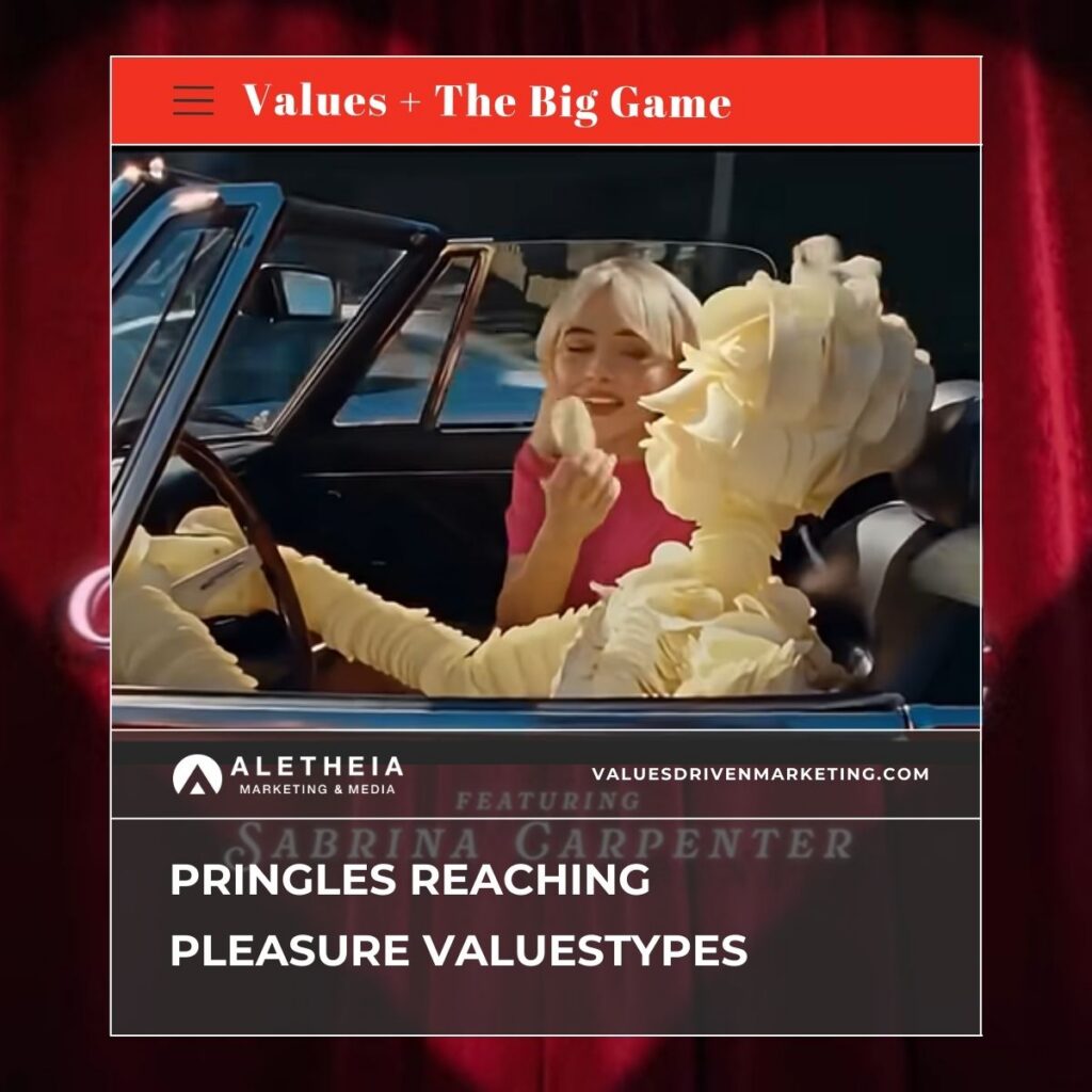 Sabrina Carpenter, a blonde female appears riding in a car with a "man" made of pringles potato crisps